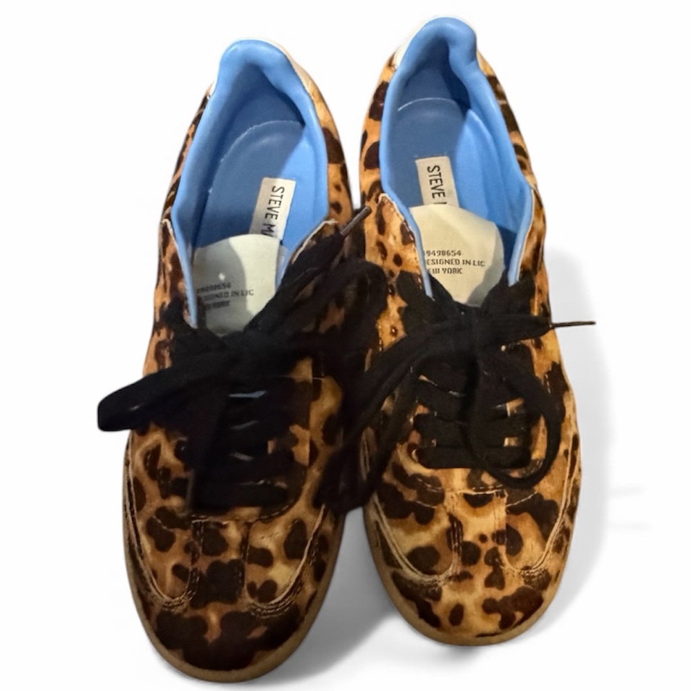 Steve Madden Animal Print Sneakers with Black and Blue Accents